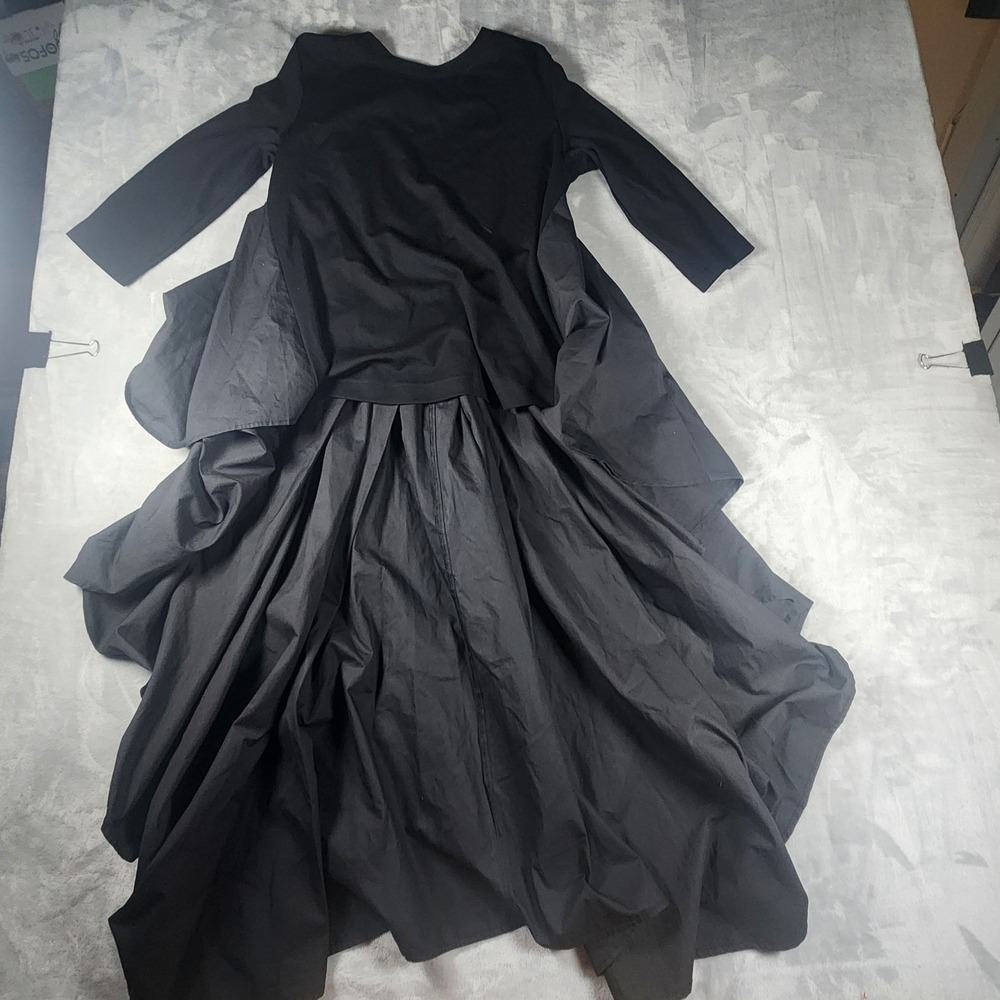Gracia Black Ruffle Hi-Low Train Blouse Top S Elegant Chic Evening Romantic